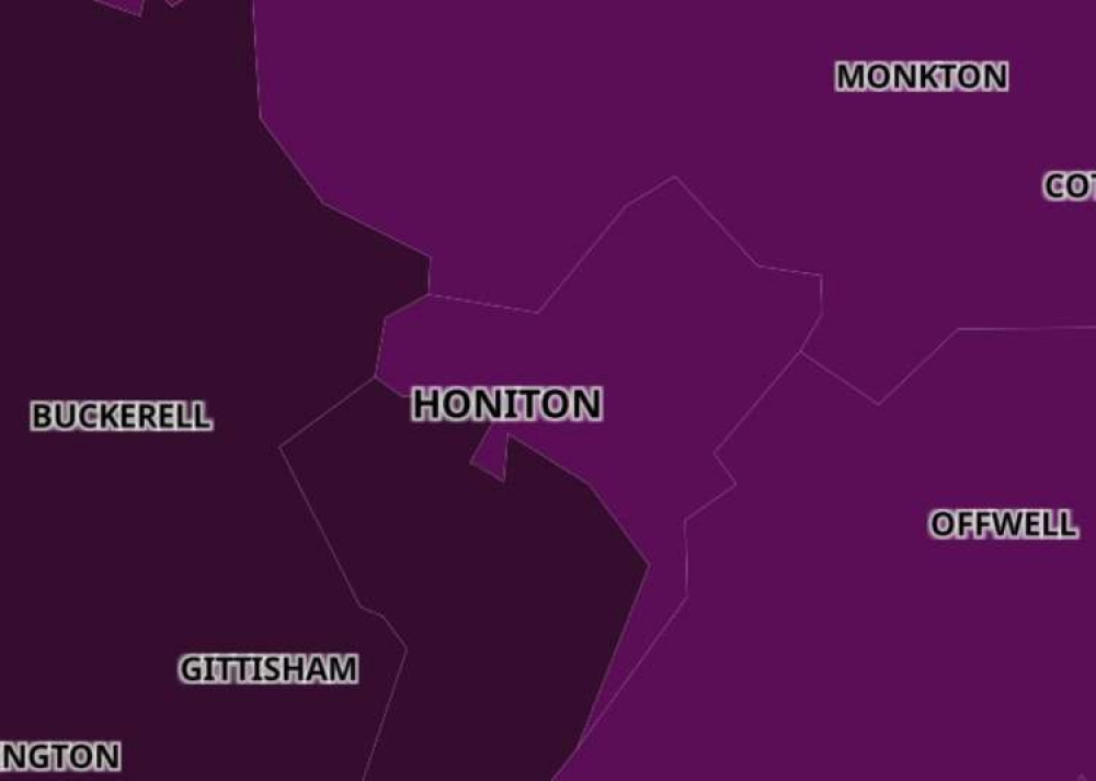 Honiton coronavirus map