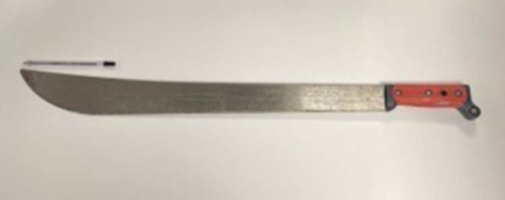 The knife pictured was seized as part of a crackdown on people carrying knives. Photo courtesy of Nottinghamshire Police