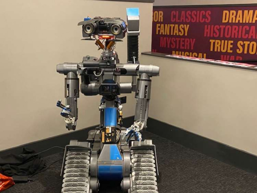 The Arc Cinema in Hucknall had an anniversary screening of the film Short Circuit on Saturday which featured a replica Johnny Five built by Hucknall engineer Ryan Howard. Photo Credit: Tom Surgay