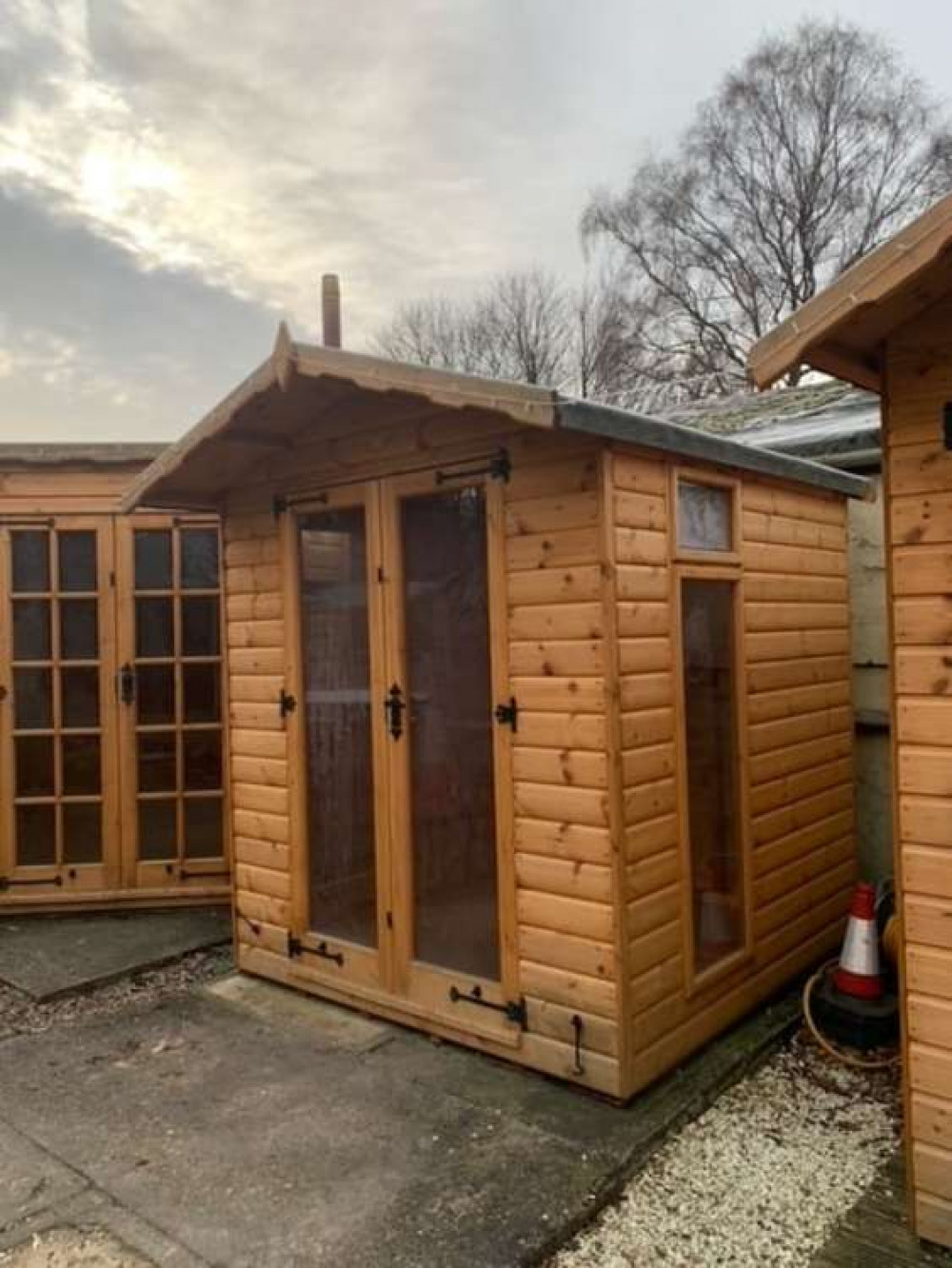 Some of the garden buildings made by and currently on display at Keycraft. Photo courtesy of Keycraft.