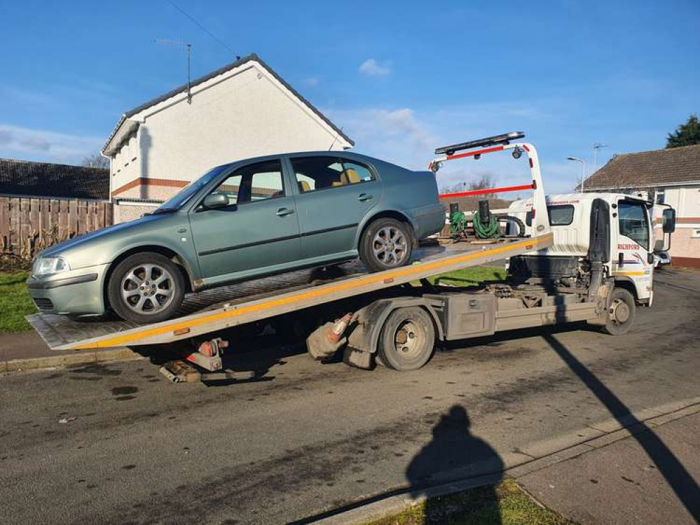 The untaxed vehicle was seized from Arden Close in Hucknall. Photo courtesy of Ashfield Police Facebook page.