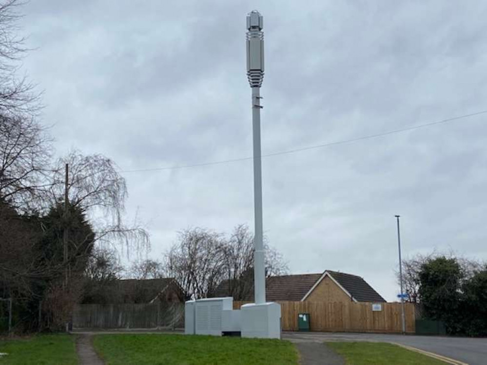 The newly erected 5G mast has been deeply unpopular with residents. Photo Credit: Tom Surgay.