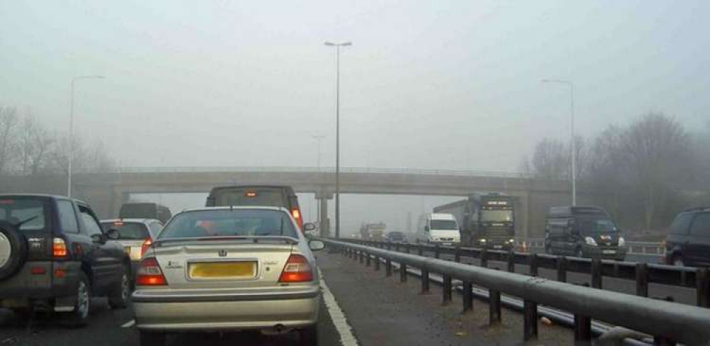 A vehicle fire has caused congestion and delays on the M1 this morning. Traffic jam on the M1 motorway cc-by-sa/2.0 - © Steve Fareham - geograph.org.uk/p/1121067