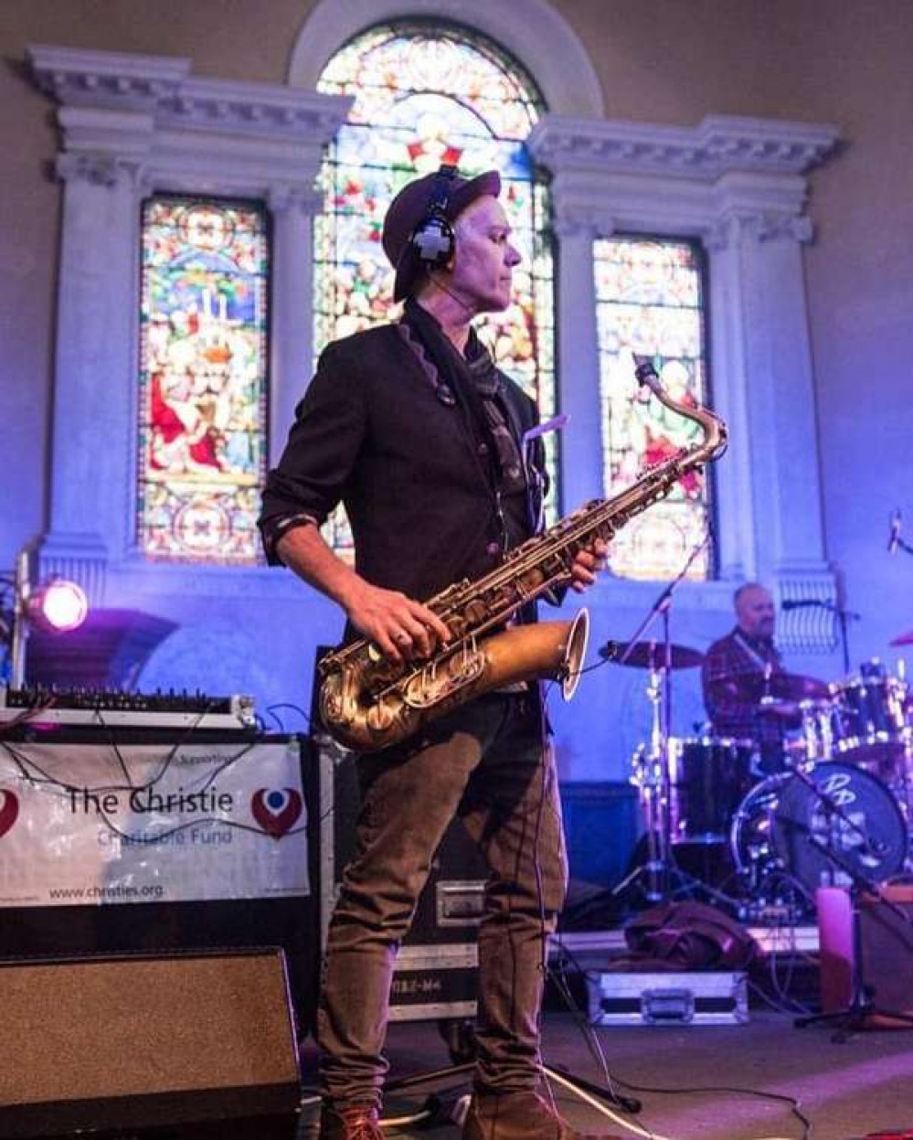 Saxophonist Andrew shines on the track, and gets a solo as the song ends. Here he is pictured at a charity gig in Macclefsield's Christchurch this year. (Image - Field Manual / Instagram @fieldmanualband)