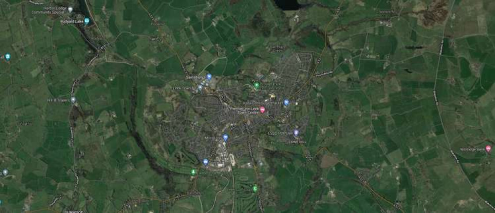 An aerial view of Leek. Image credit: Google