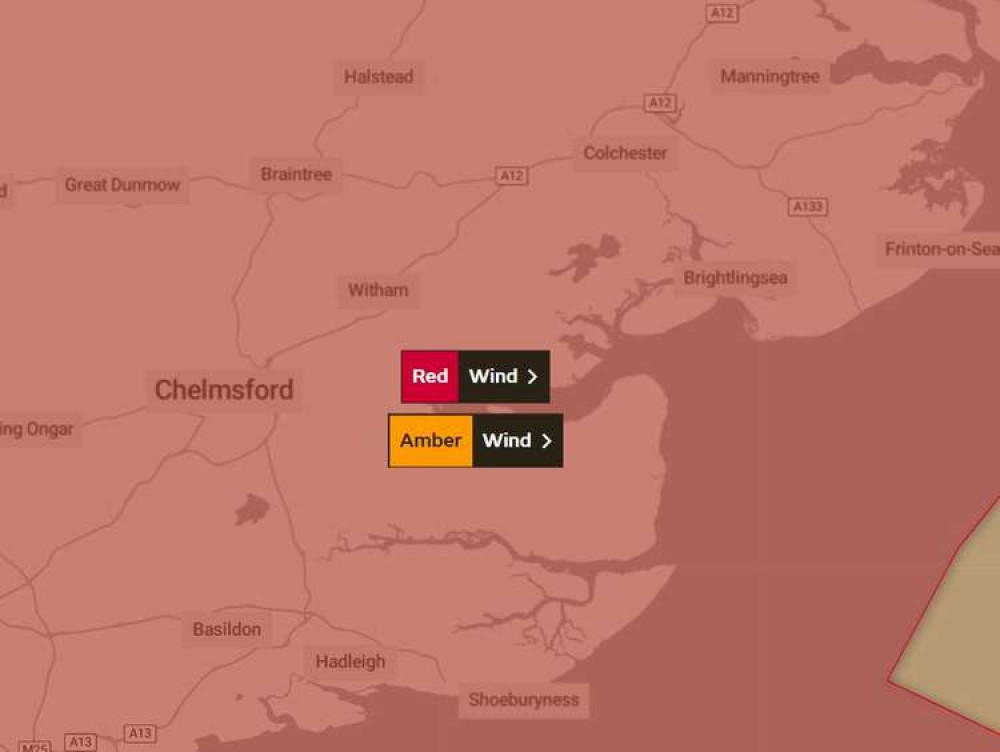 Maldon was placed under a rare red weather warning on Friday, 18 February (Photo: Met Office)