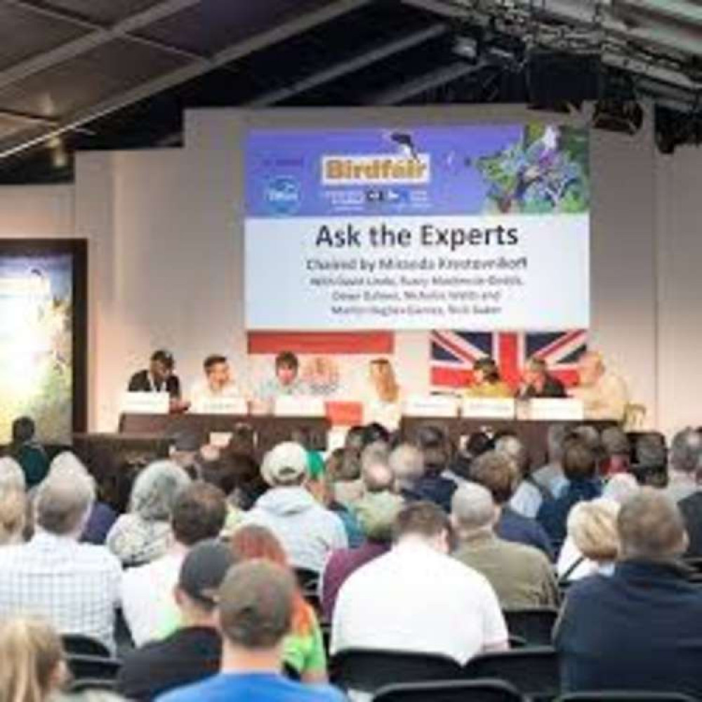 Spectators enjoying talks at the Birdfair