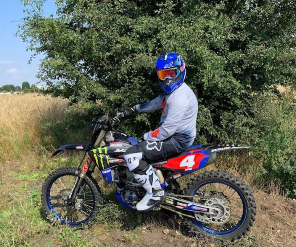 Michael Leyshon on his bike before it was stolen. Both the bike and helmet were taken in the night or early morning of the 21st of December.