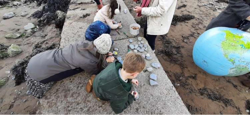 The group left encouraging messages painted onto pebbles. (Image credit: Reverend Steve Lock)