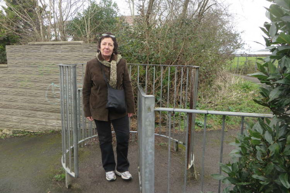 Community councillor Anne Asbrey at a redundant kissing gate. (Image credit: Chris Franks)