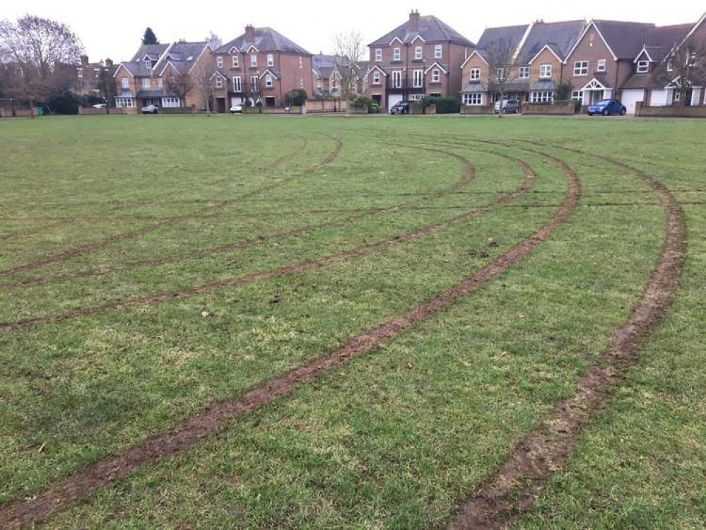Angry tweeters said the green looks like an athletics track - Credit Hampton Police via Twitter. Angry tweeters said the green looks like an athletics track - Credit Hampton Police via Twitter.