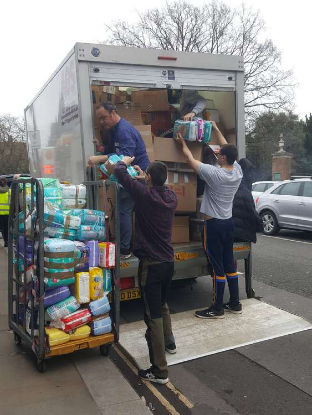 The team collecting emergency items for refugees and families in Ukraine is calling for volunteers to help handle the deluge of donations. Credit: Cathy Cooper.