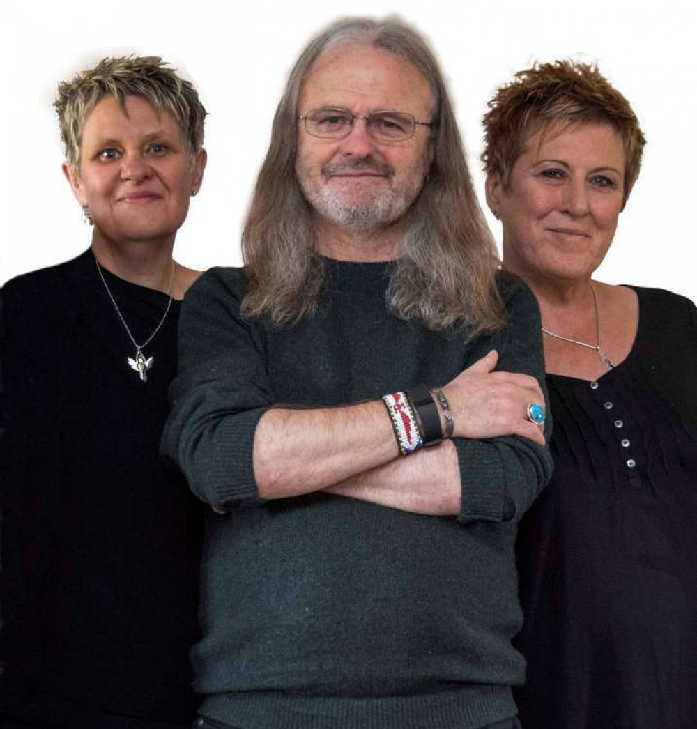 Fairport Convention's Chris Leslie with multi-award winning duo Chris While and Julie Matthews who make up St Agnes Fountain