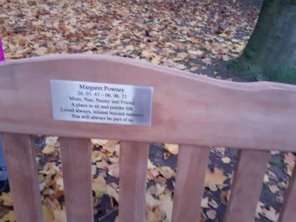 The bench was bought in memory of their mum