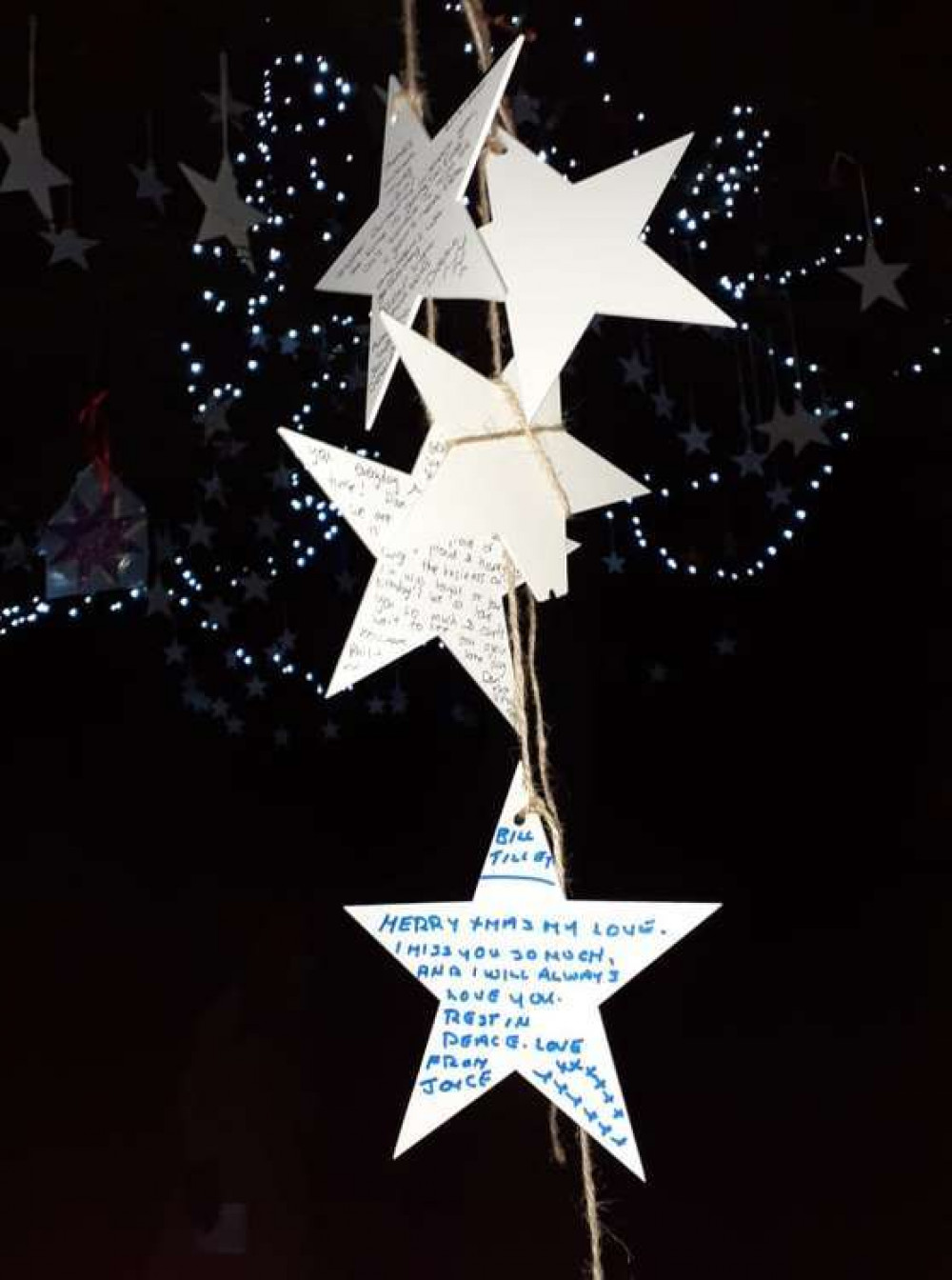 Stars at the annual Sandbach Tree of Light in December.