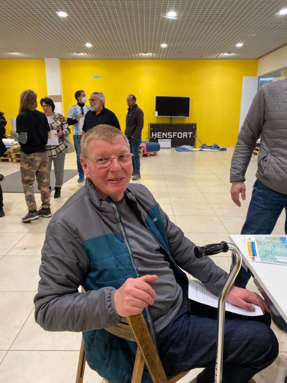 Steve waiting in the refugee centre today (Tuesday)