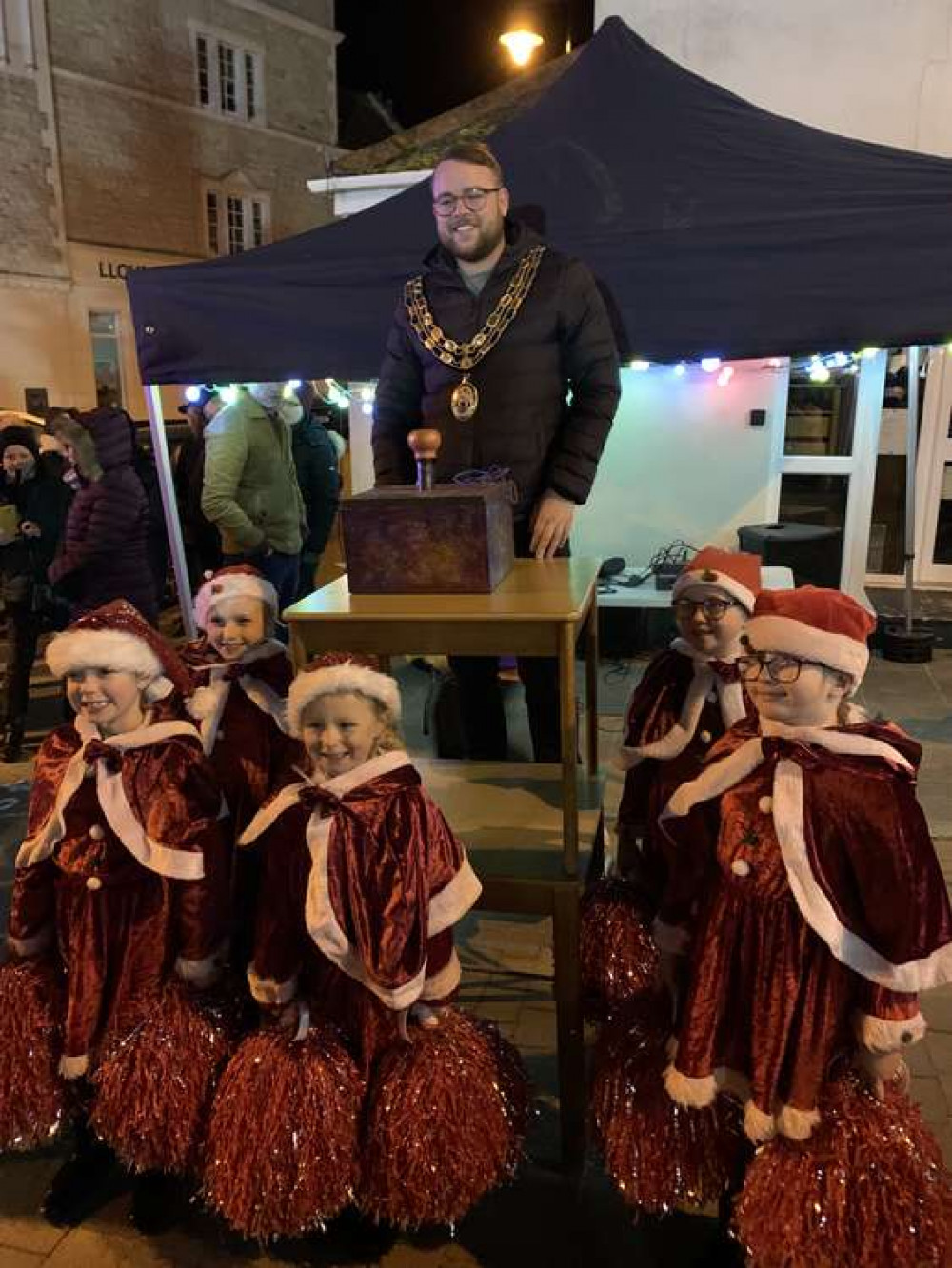 The Mayor of Seaton, Cllr Dan Ledger, pictured with his little Christmas helpers