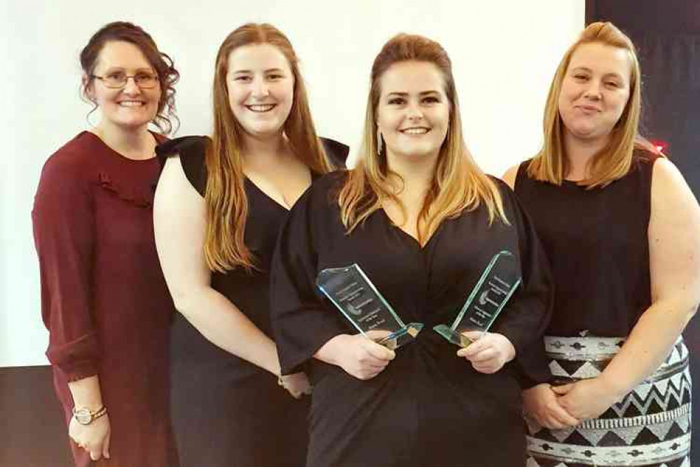 From left, Kelly Cave (Grow Somerset Talent and Strode College) Zoe Penny (Somerset County Council) Aimee Bond and Claire Donald (assessor)