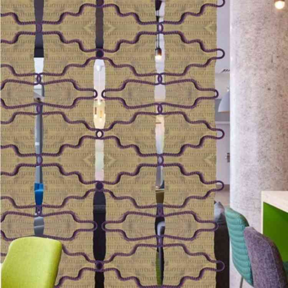 A wall hanging, for which Phoebe used mountain climbing ropes A wall hanging, for which Phoebe used mountain climbing ropes