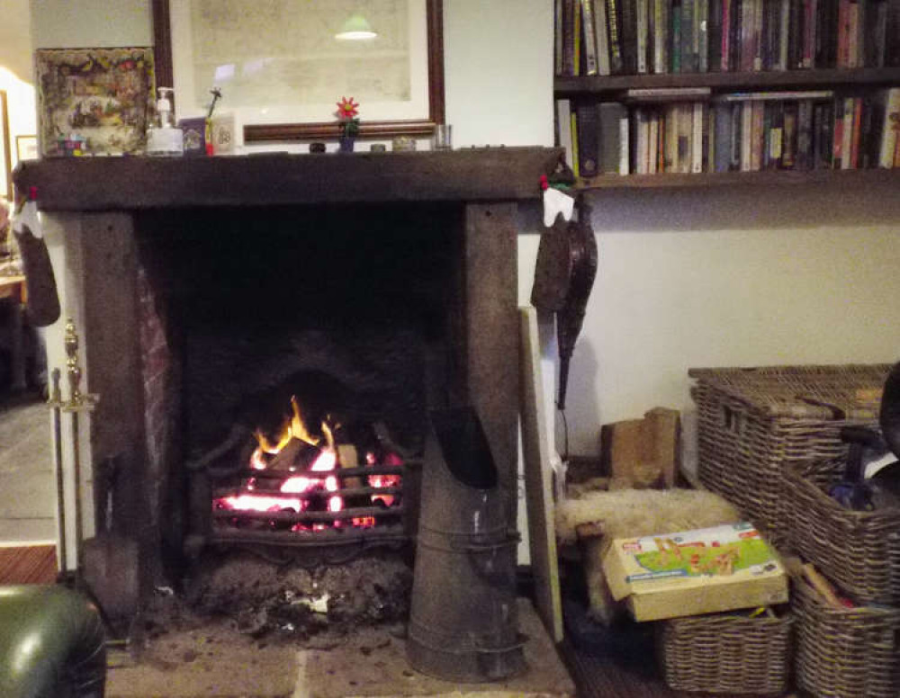 Roaring fire at the Wheatsheaf