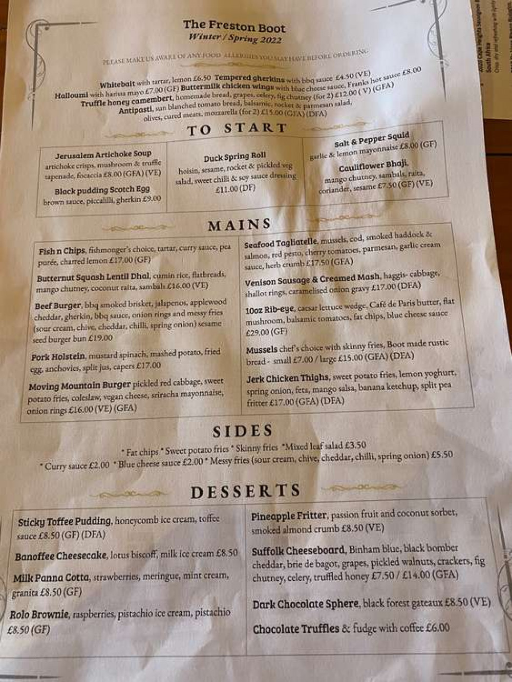 An impressive menu