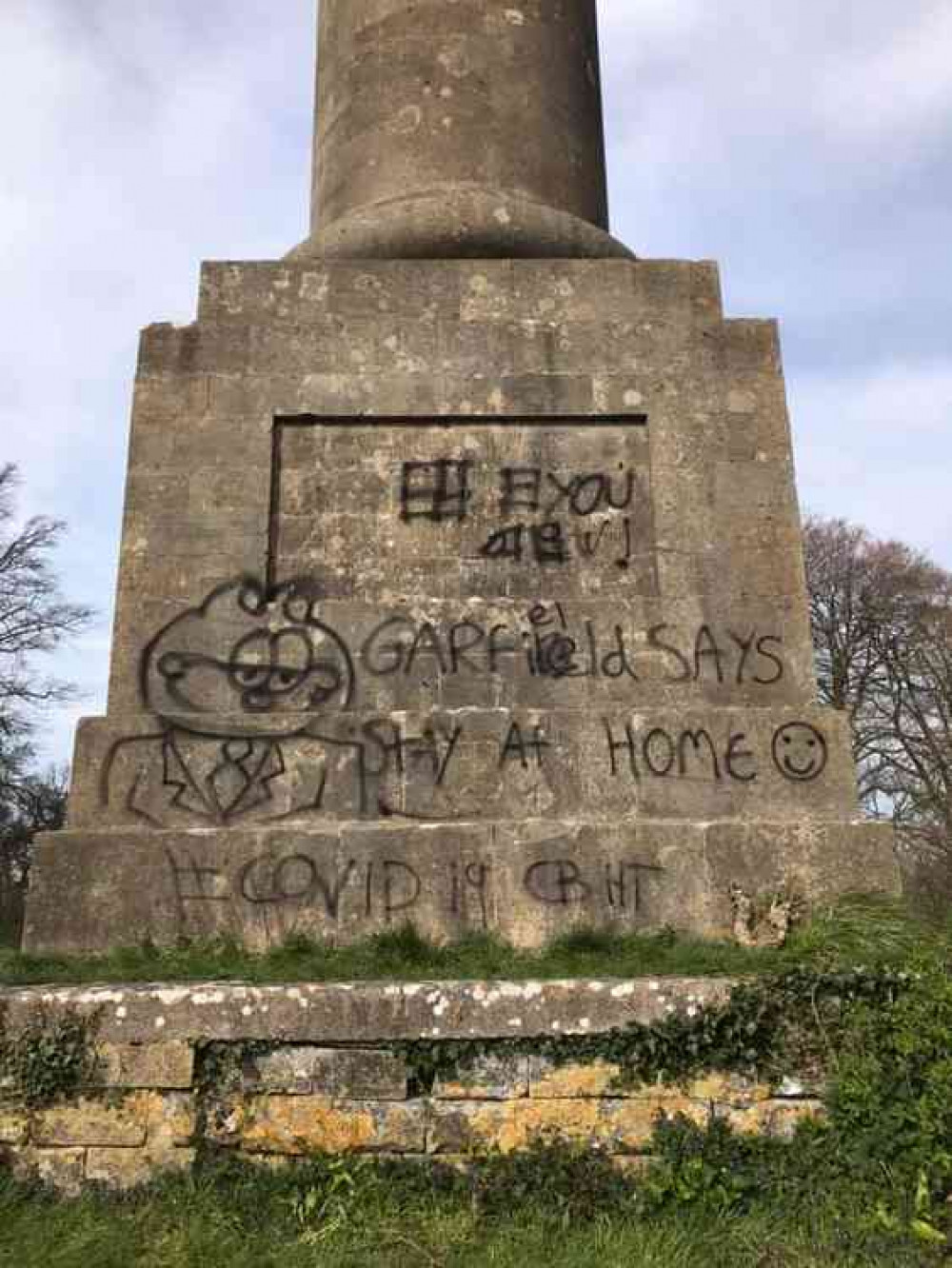 The vandalism on the Hood Monument (Photo: Jonathan Hampton) The vandalism on the Hood Monument (Photo: Jonathan Hampton)