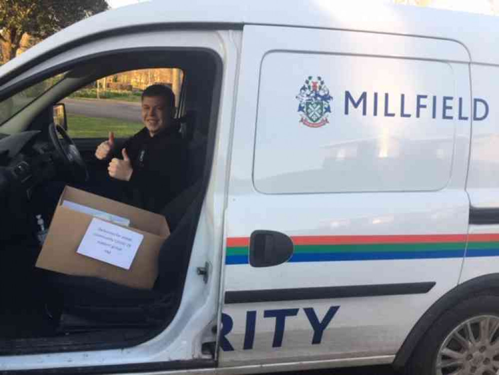 Aiden from Millfield School's Community Team delivering prescriptions Aiden from Millfield School's Community Team delivering prescriptions