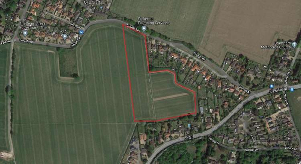 The site in Brantham where 65 new homes will be built