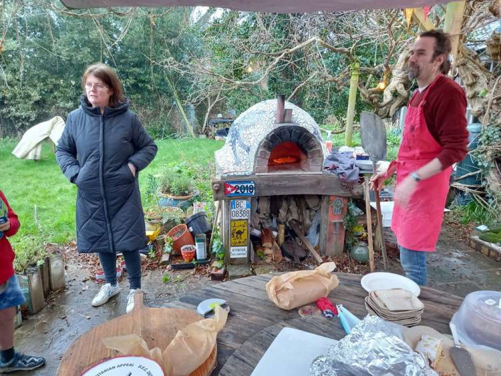 Freshly cooked pizza from the fire oven