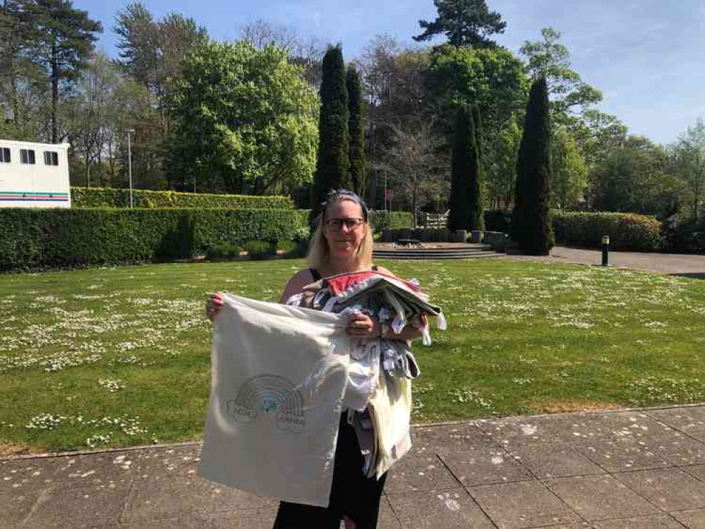 Millfield photography teacher Jenny Turnbull with her scrubs bags Millfield photography teacher Jenny Turnbull with her scrubs bags