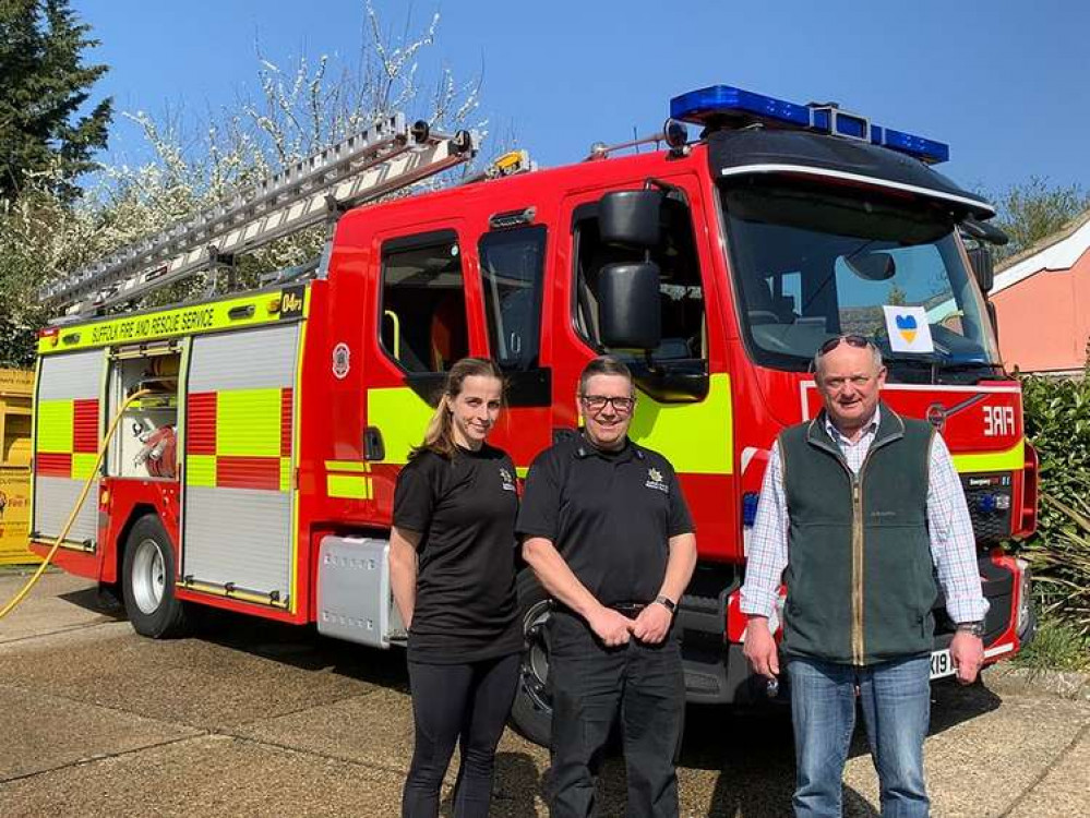 County councillor Andrew Reid with Holbrook crew (Picture credit: Suffolk Fire and Rescue Service)