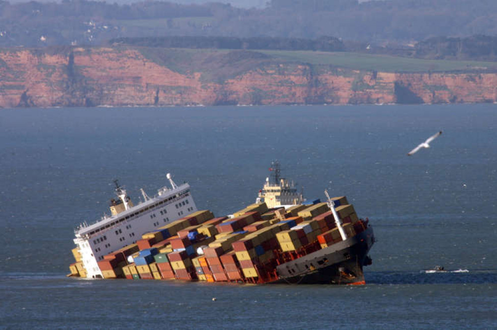 The MSC Napoli was deliberately run aground in Lyme Bay, off Branscombe, in January 2007 (photo by Richard Austin). Use the white dots or arrows on the image above to scroll through all our Napoli photos.