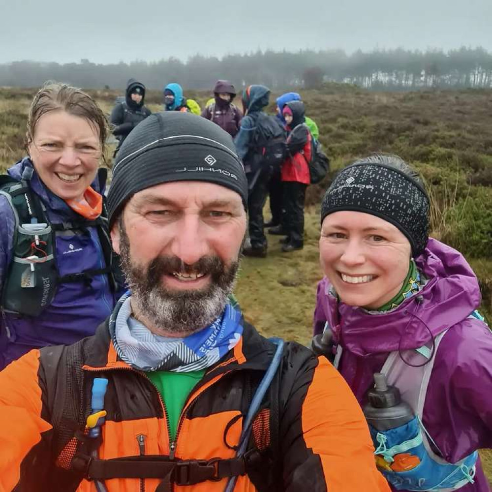 Sarah Ginsberg, Bex McDonald and Rocker try and smile at the 2nd trig