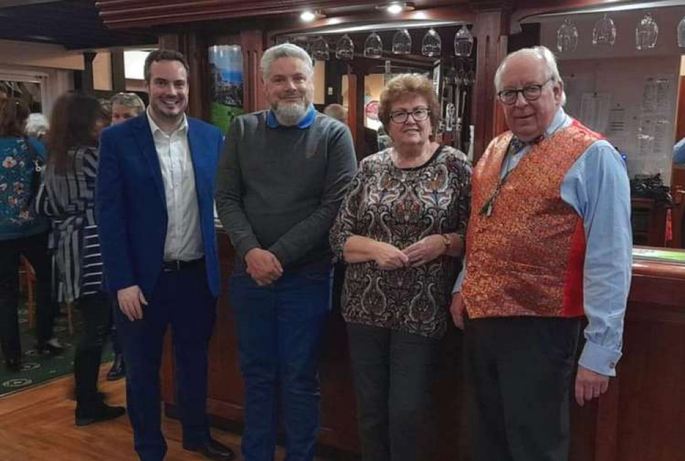 L to R: Simon Jupp MP, Cllr Bruce De Saram, Sheila Kerridge, Simon Card (Mary Card)