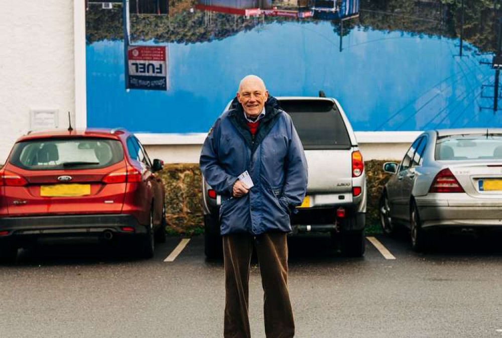 Sidmouth resident Martin McInerney in front of the new artwork (Sarah Hall) Sidmouth resident Martin McInerney in front of the new artwork (Sarah Hall)