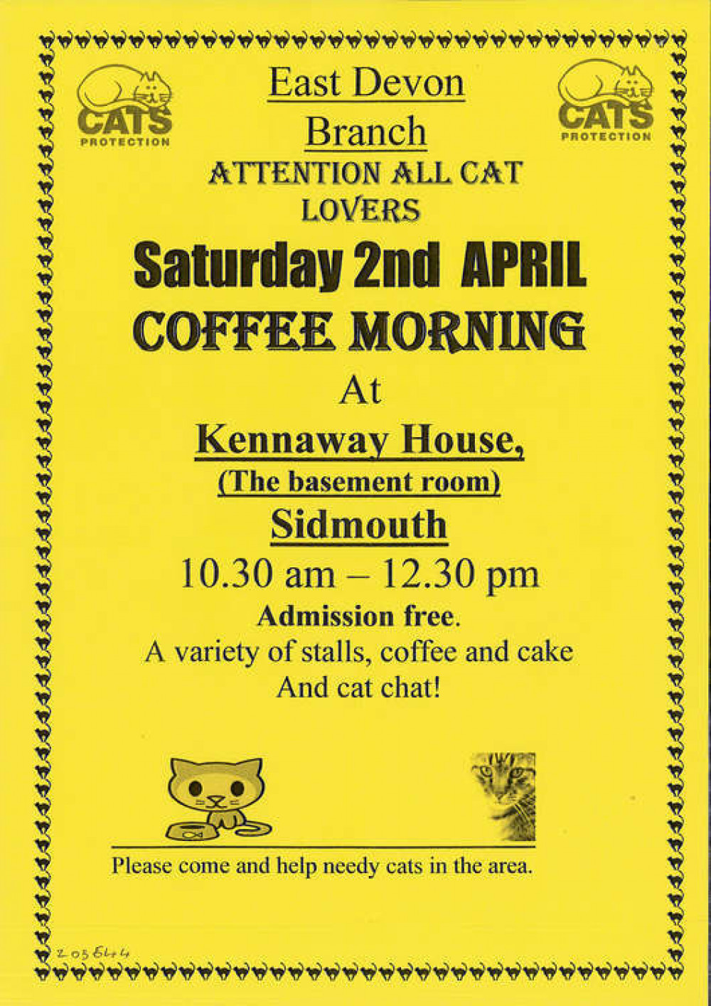 Admission is free to this Cats Protection charity coffee morning