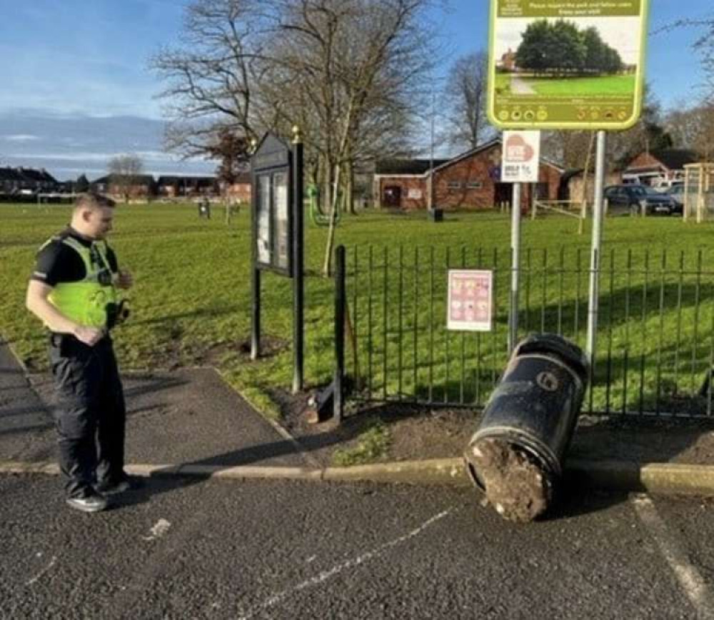 Damage was caused at Newhall Park on Sunday. Photo: Swadlincote SNT