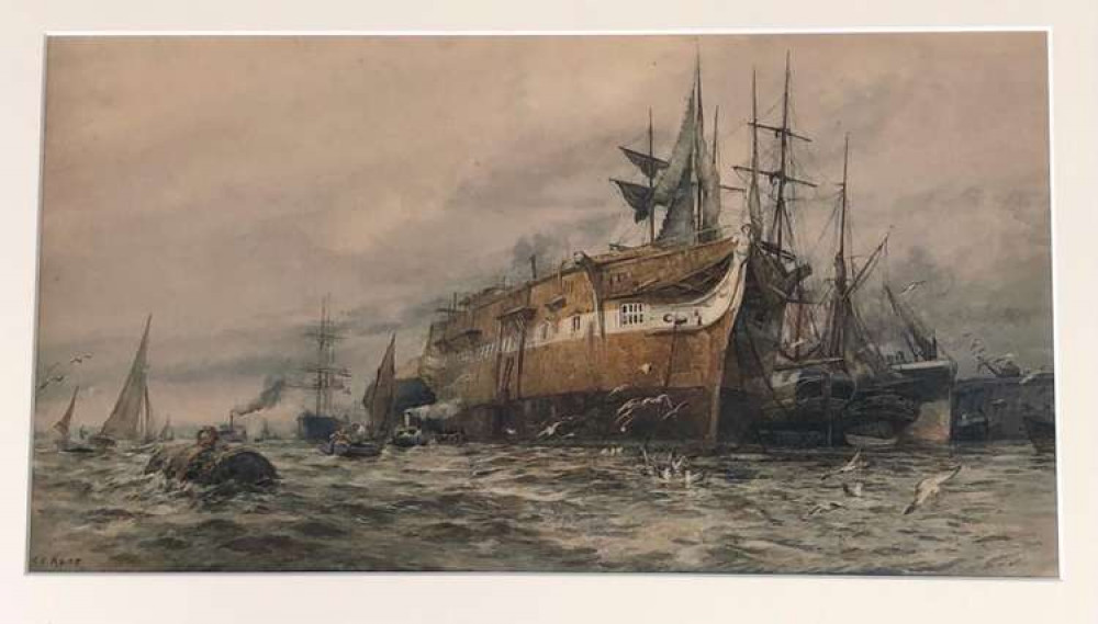 The stunning and rare painting of HMS Challenger bought at auction by Teddington collector, Martin