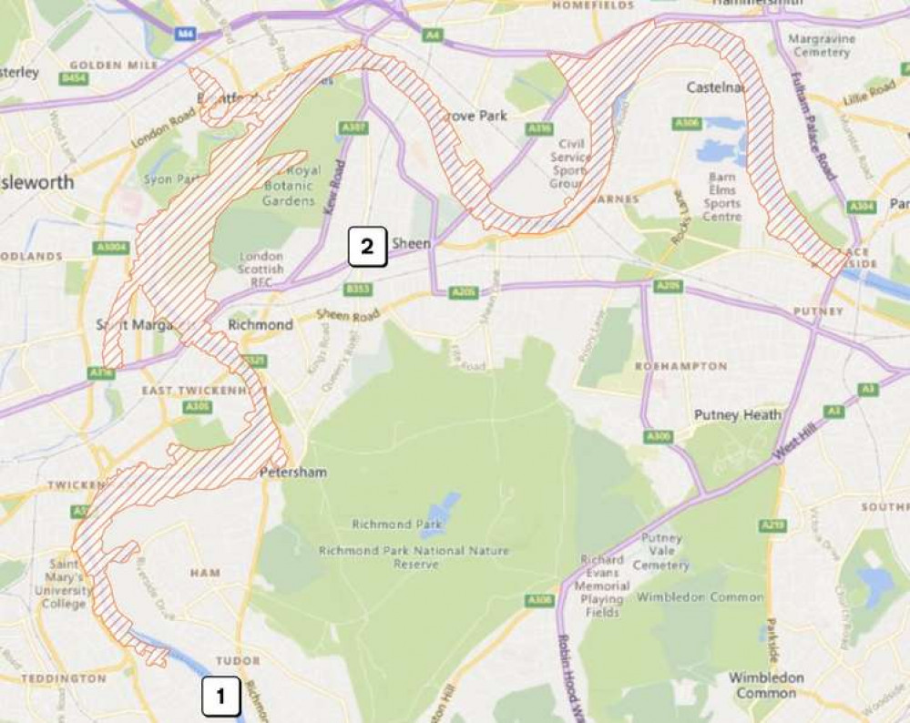 The zone where flooding is possible today (Image: Environment Agency)