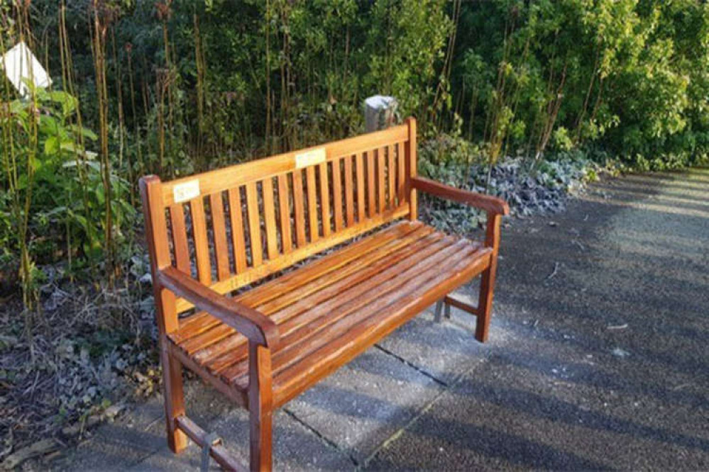 The bench is inscribed with a quote from After Life "Hope is Everything" and is located in York House Gardens, Twickenham, TW1 3DD.