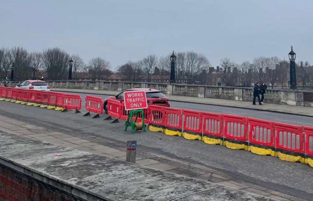 Barriers have gone up, closing off the lane to cars, cyclists and pedestrians (Image: Nub News)