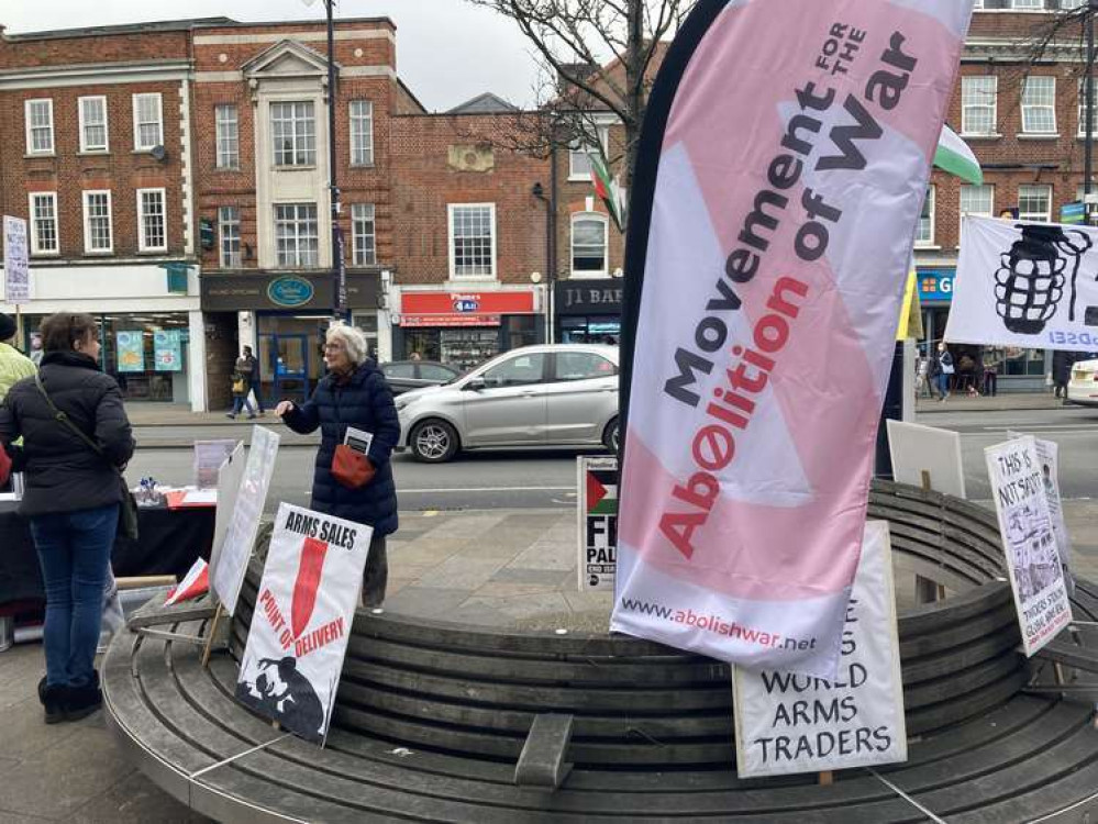 Posters on a bench on Twickenham high street