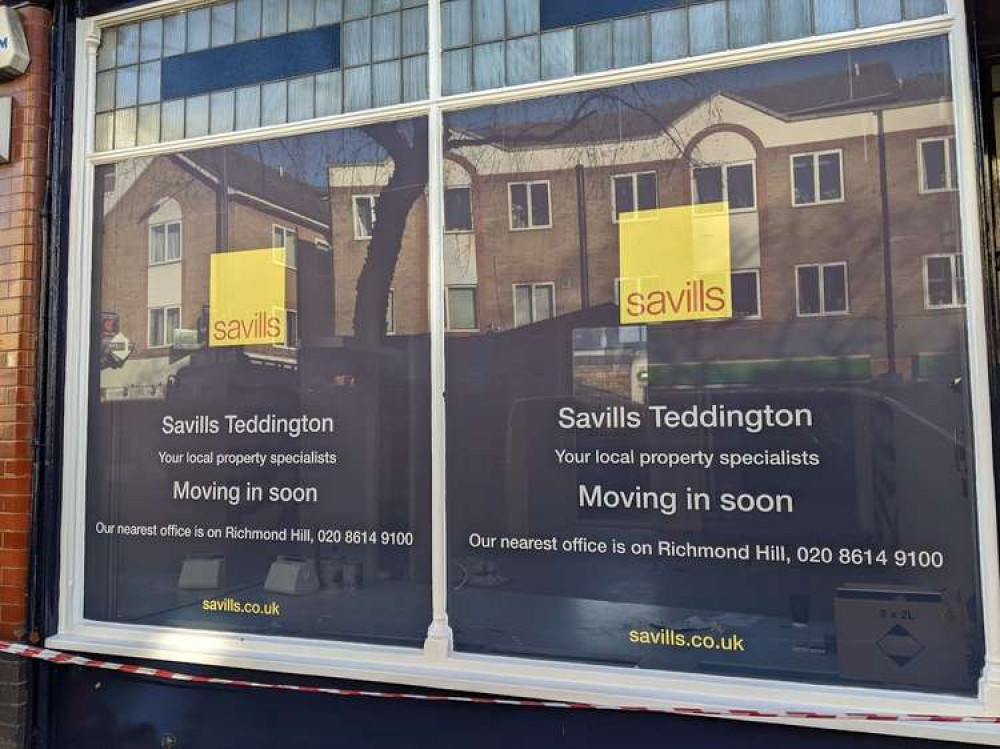 Posters advertising the new Savills office have gone up on Teddington high street (Image: Nub News)