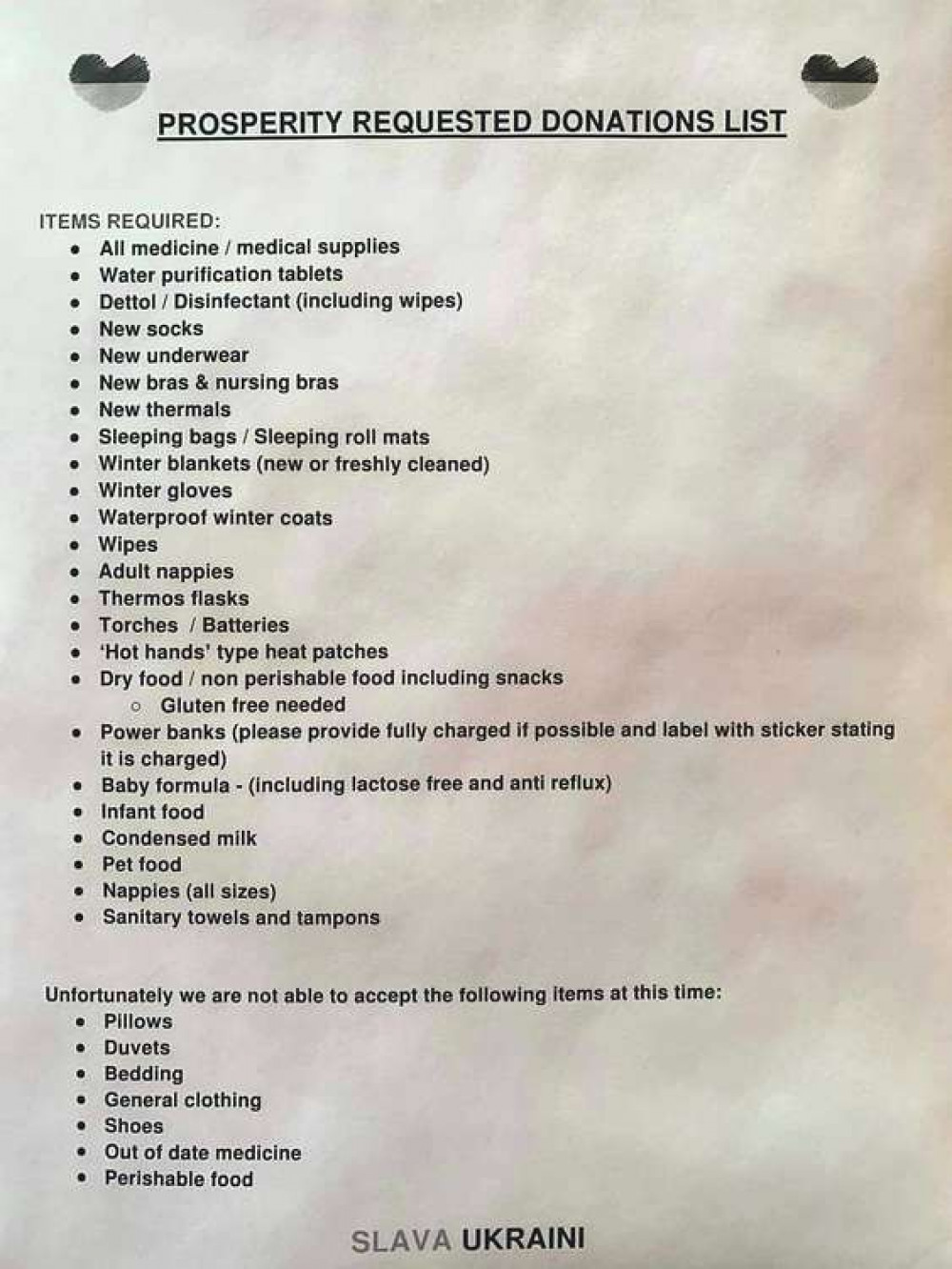 A list of what is and isn't needed in the relief effort