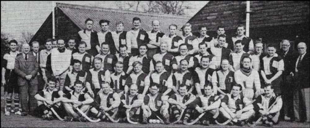 The club in front of the rebuilt clubhouse in 1950. The old war-torn clubhouse was lost in an accidental fire with the celebrations on VJ day in 1945 (Image: Teddington Hockey Club)