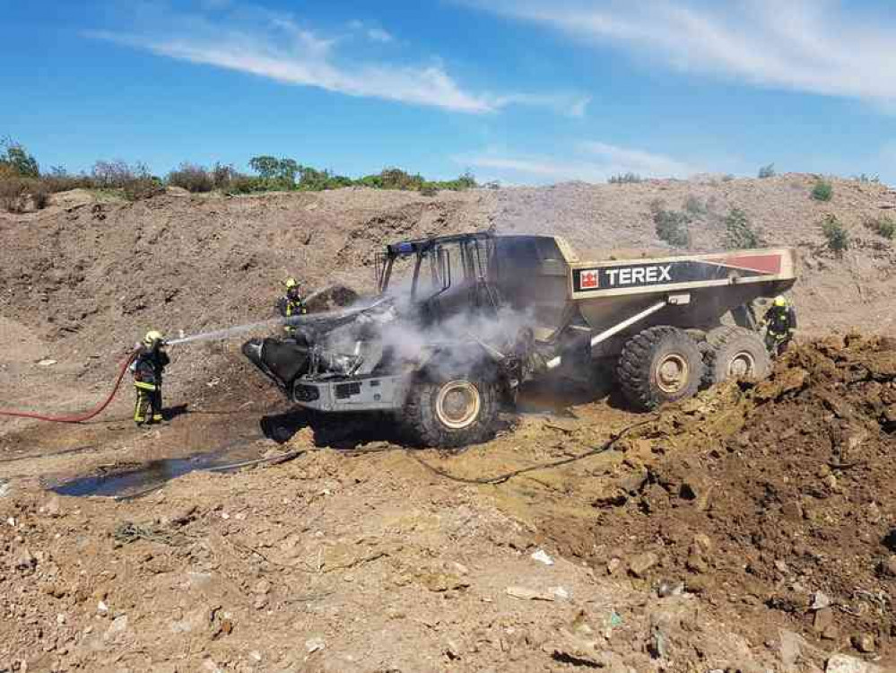 Firefighters tackle the dumper truck fire (Photo: Somerton Fire Station) Firefighters tackle the dumper truck fire (Photo: Somerton Fire Station)