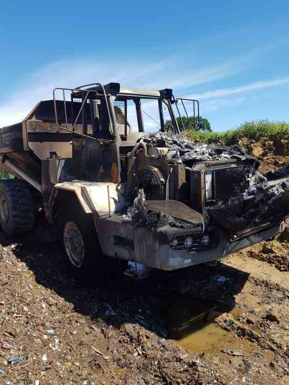 The dumper truck after the fire (Photo: Somerton Fire Station) The dumper truck after the fire (Photo: Somerton Fire Station)