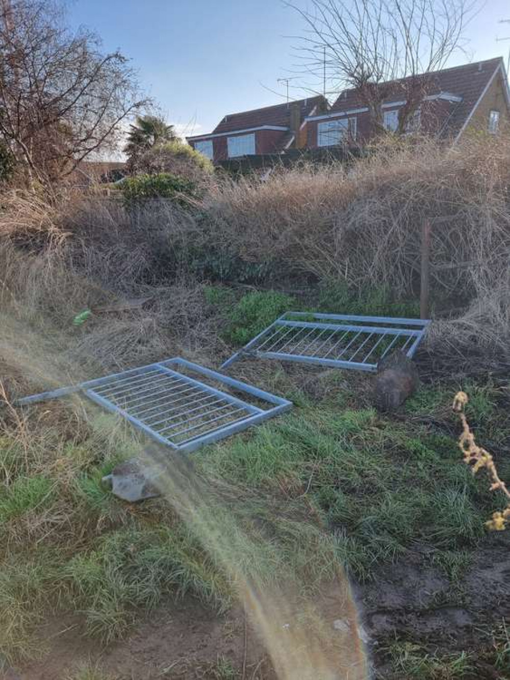 The railings were pulled from their mountings and cast aside.