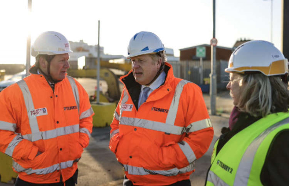 The Prime Minister with Forth Ports CEO Charles Hammond OBE and Jackie Doyle Price at the opening of Tilbury2.