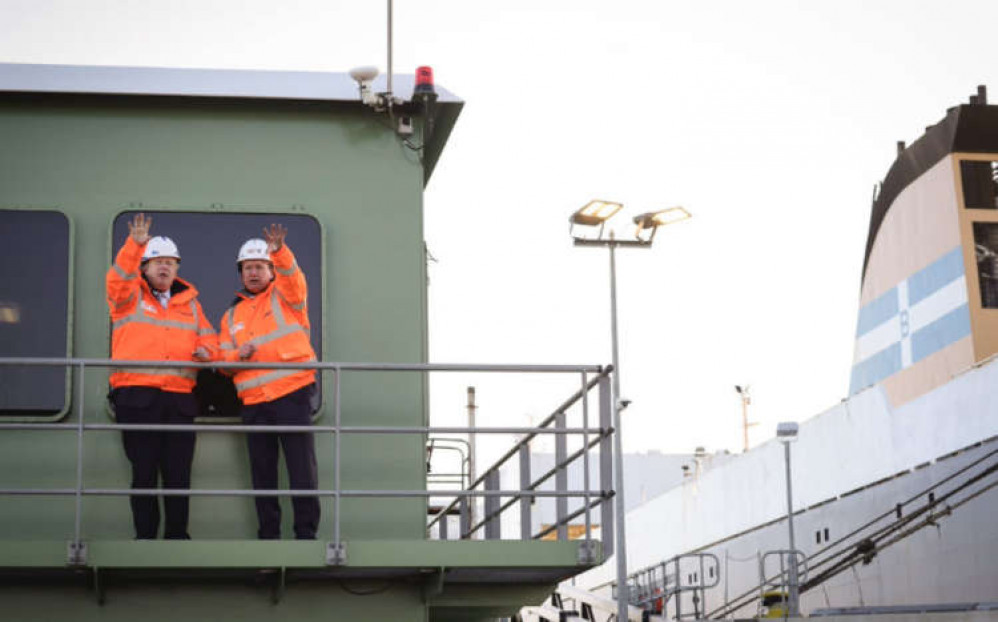 Mr Johnson  with Forth Ports CEO Charles Hammond OBE at the opening of Tilbury2.